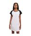 Robe T-shirt Manches Raglan Motif/style Détail Contrasté Femme Blanc Noir Urban Classics-3