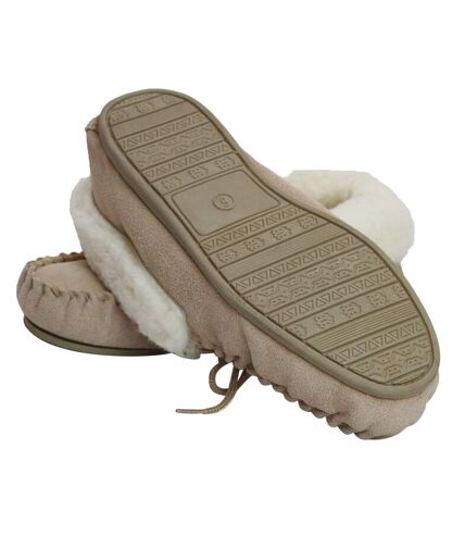 Eastern Counties Leather Womens/Ladies Hard Sole Sheepskin Moccasins (Camel) - UTEL228