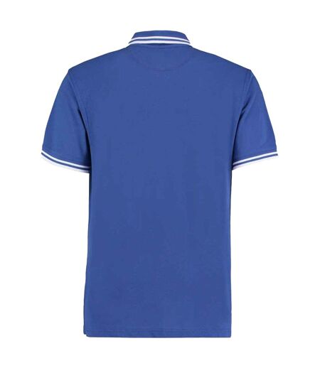 Polo Motif/style Rayure Contrastée Sur Bord Homme Bleu Roi Blanc Kustom Kit