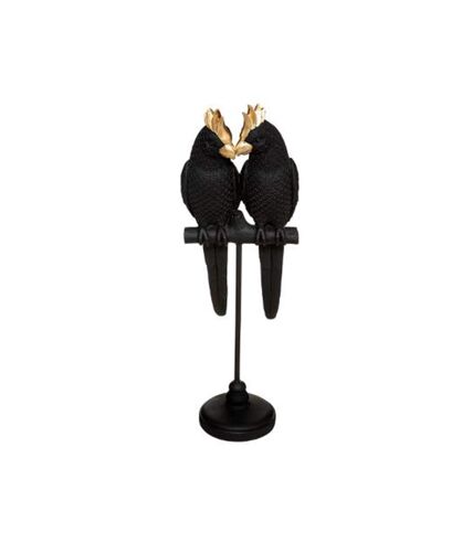 Statuette Déco Couple Oiseaux Suite 35cm Noir