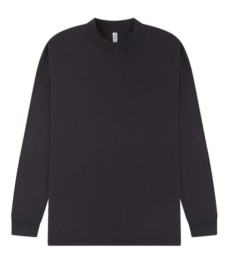 Mens acid wash combed ringspun cotton extended neckline oversized long-sleeved t-shirt acid black Casual Classics