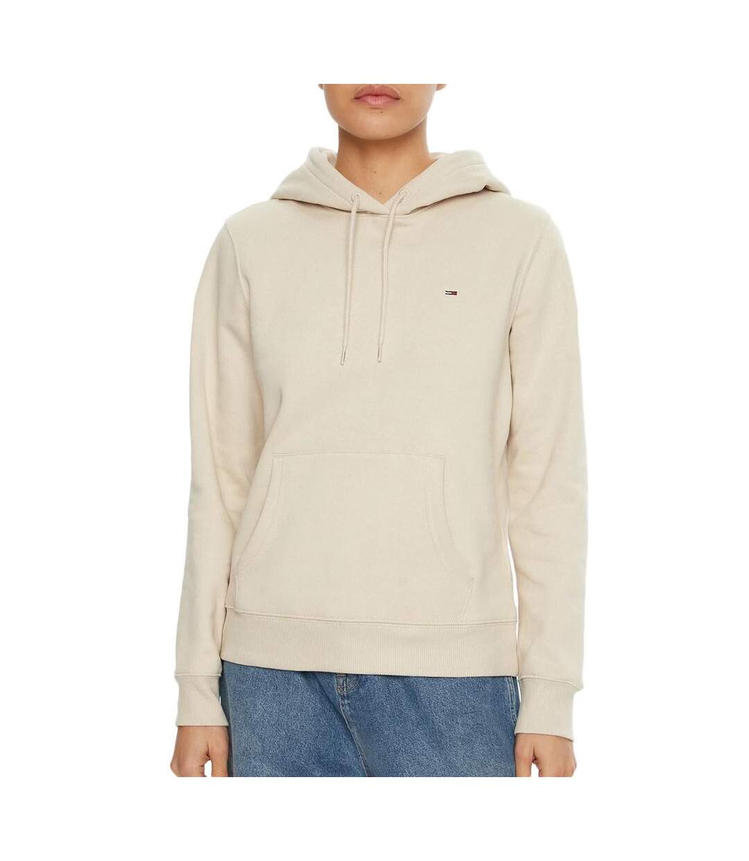 Sweat à capuche écru femme tommy hilfiger flag-1