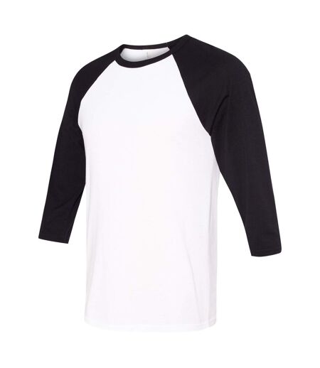 Canvas T-shirt De Baseball À Manches 3/4 Homme Blanc Noir Bella + Canvas