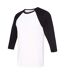 Canvas T-shirt De Baseball À Manches 3/4 Homme Blanc Noir Bella + Canvas-3
