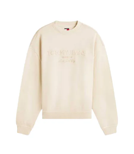 Mens Embroidered Logo Sweatshirt Sand Tommy Jeans