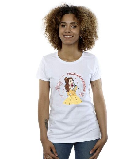 Disney - T-shirt BEAUTY AND THE BEAST I'D RATHER BE READING - Femme (Blanc) - UTBI11997
