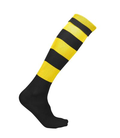chaussettes sport rayées - PA021 - noir et jaune
