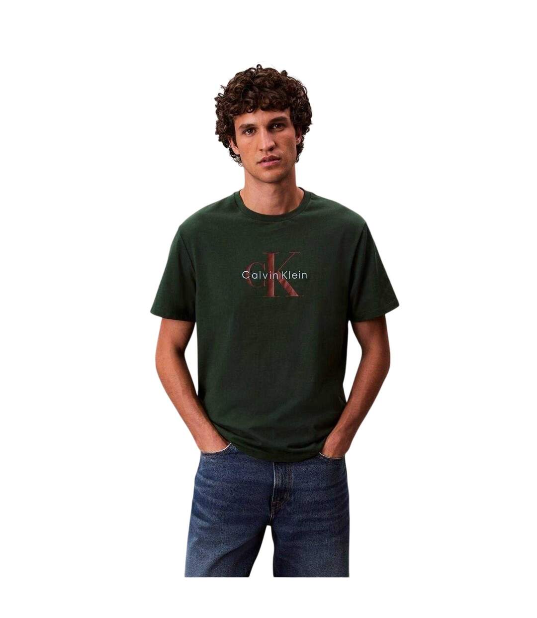 T-shirt Motif/style Monogramme Homme Vert Calvin Klein-1