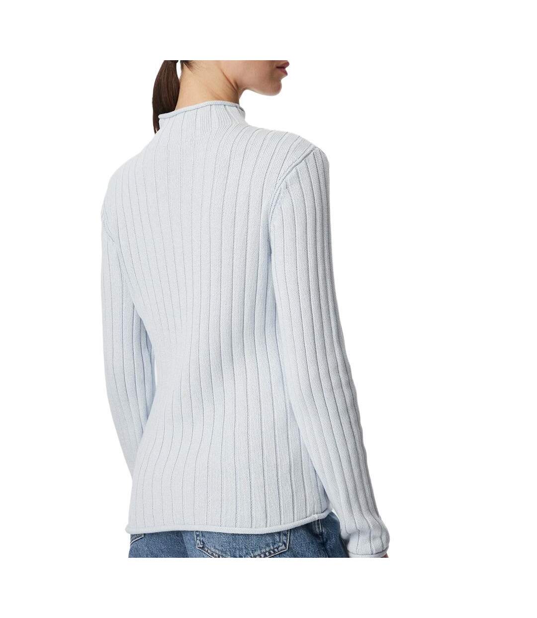 Pull bleu clair femme calvin klein jeans woven label-2