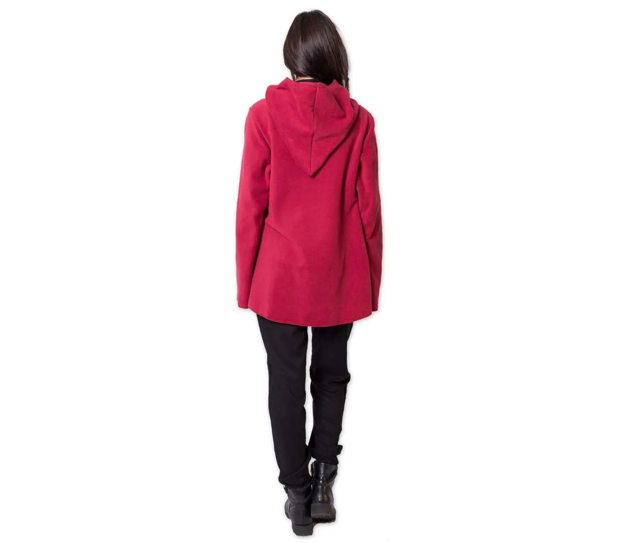 Veste polaire à capuche ethnique OTTAWA rouge Coton Du Monde-4