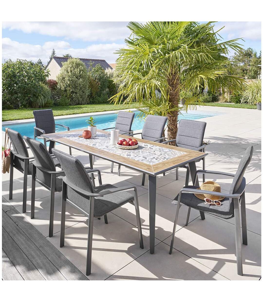 Table de jardin fixe Lambada en acier - 8 Places-3