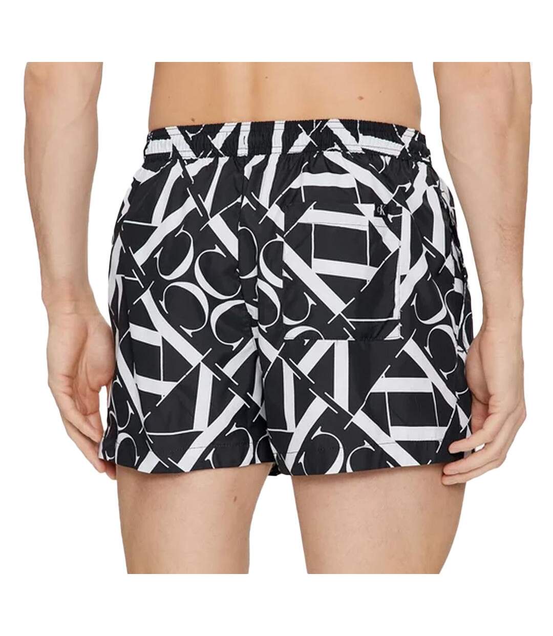 Short de bain noir/blanc homme calvin klein jeans drawstring km0km00968 - l-2