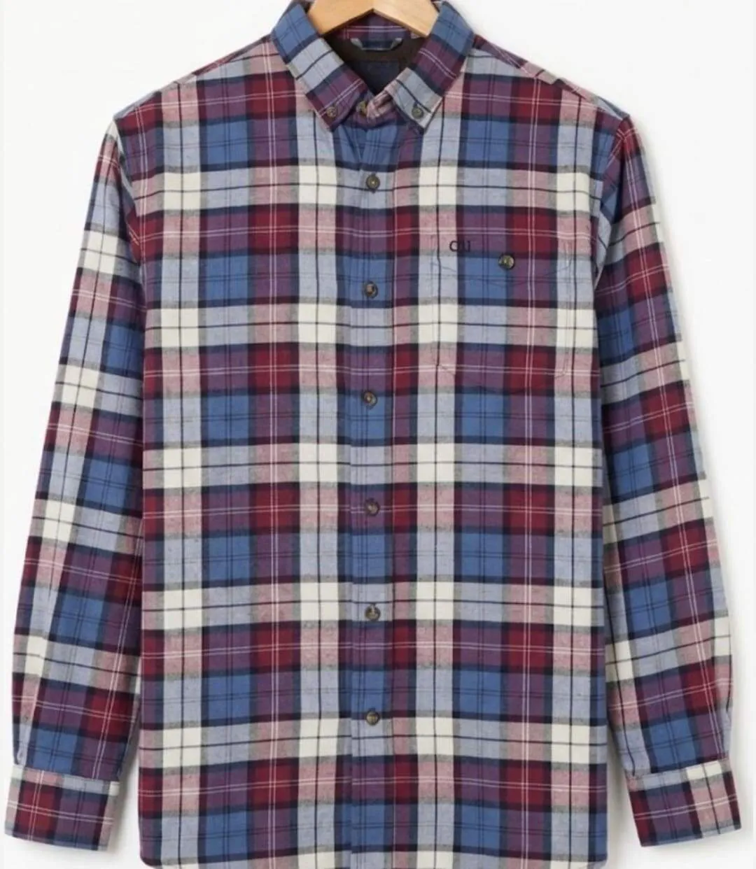CHALLENGER CH2026 — Chemise à carreaux manches longues bordeaux et bleu : chaleur en Coton gratté et coupe confort-2