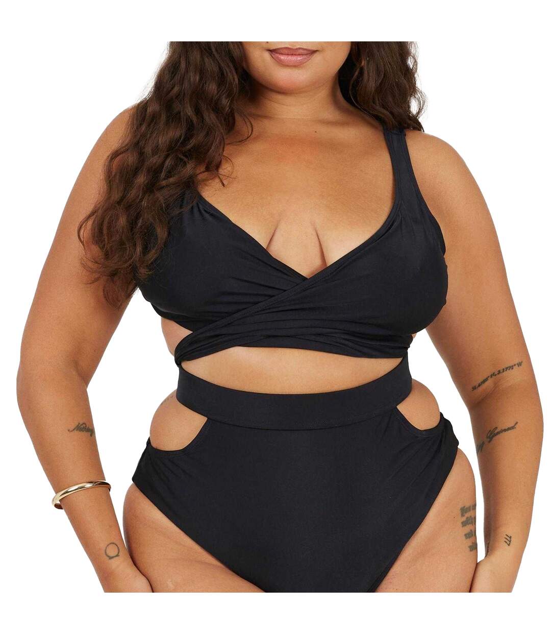 Womens/ladies Wrap Around Bikini Top Set Black Brave Soul-3
