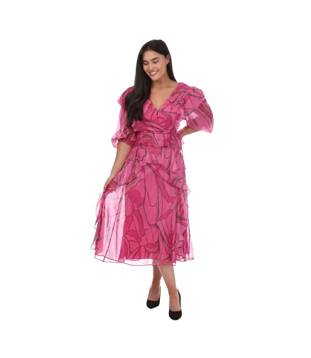 Womens/ladies victoir printed ruffles pinafore dress pink Ted Baker-1