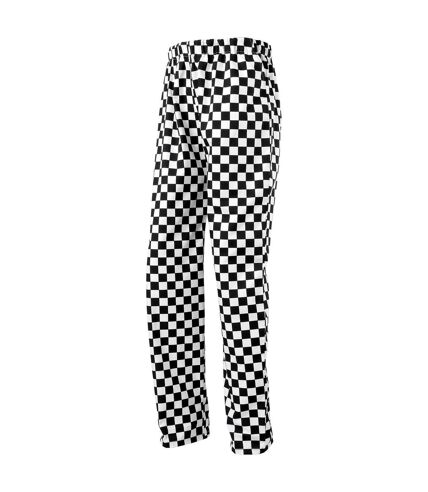 Premier Unisex Adult Essential Checked Chef Trousers (Black/White)