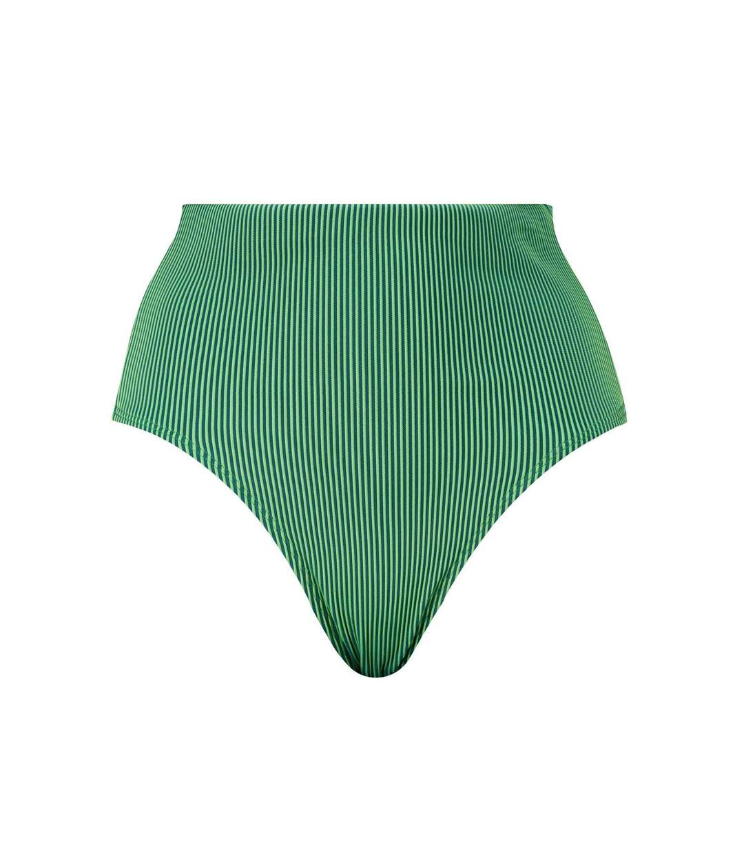 Womens/ladies Stripe High Waist Bikini Bottoms Green Puma-1