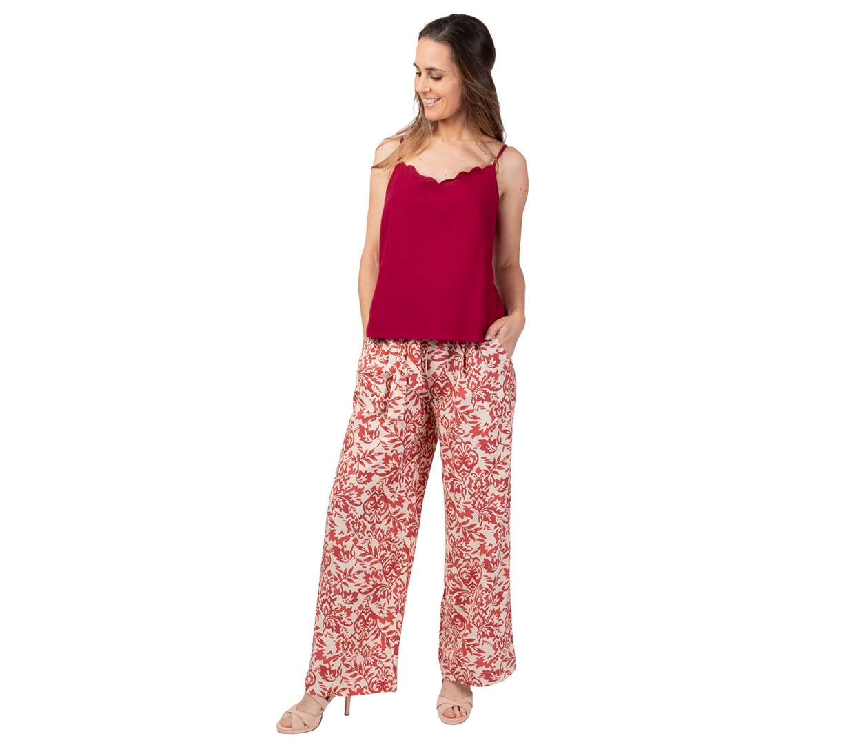 Top court femme été LORINE uni framboise Coton Du Monde-1