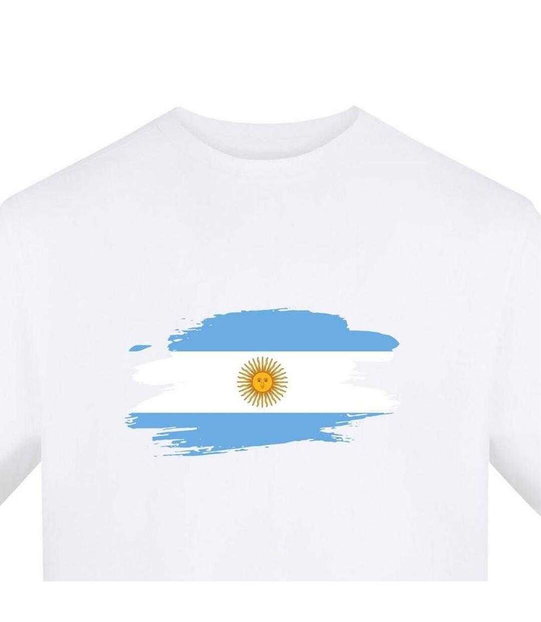 T-shirt Manches Courtes Motif/style Drapeau Argentin Homme Blanc AWD-3
