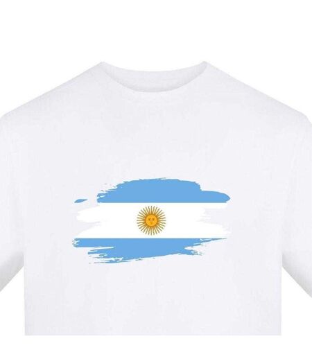 T-shirt Manches Courtes Motif/style Drapeau Argentin Homme Blanc AWD