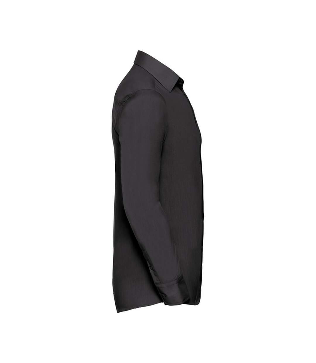 Mens poplin tailored long-sleeved shirt black Russell Collection