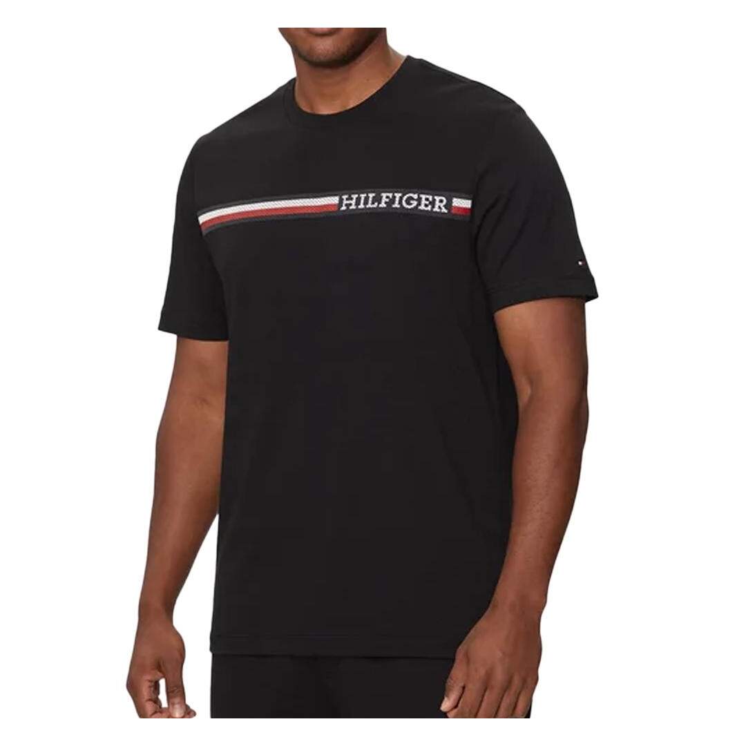 T-shirt Noir Homme Tommy Hilfiger Chest Stripe - 3XL-1