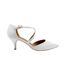 Womens/ladies kennedi satin crossover strap wide kitten heel shoes off white Where´s That From