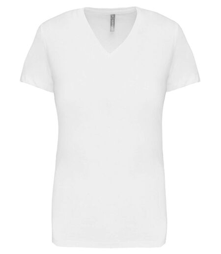 T-shirt manches courtes col V - K381 - blanc - femme