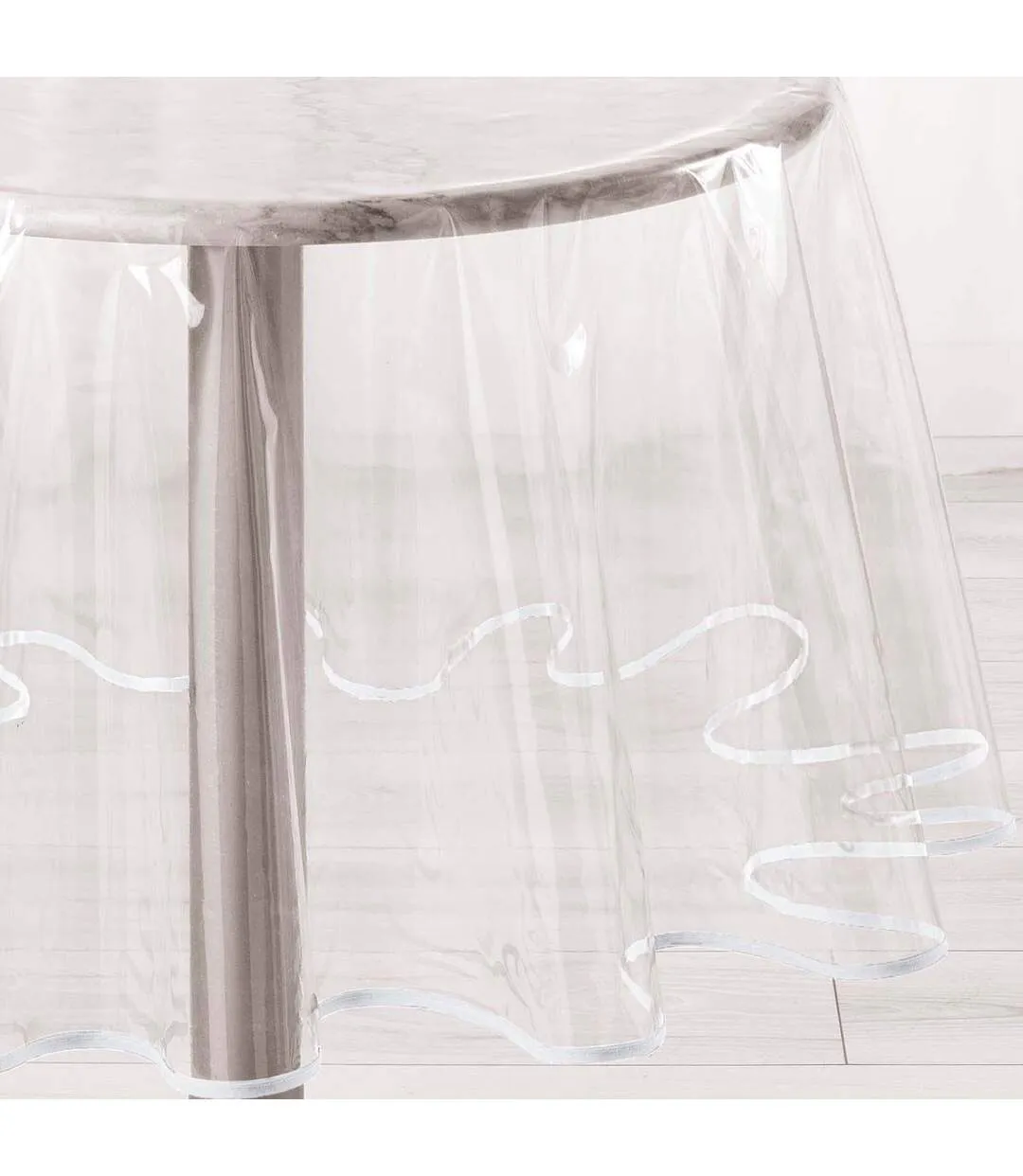 Nappe Ronde Cristal Garden 180cm Transparent & Blanc-2