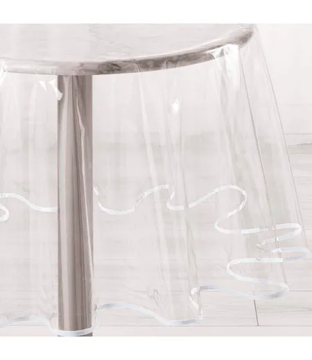 Nappe Ronde Cristal Garden 180cm Transparent & Blanc
