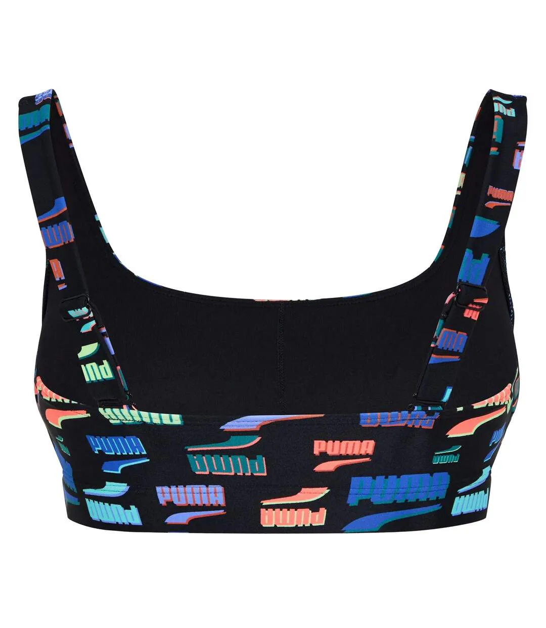 Womens/ladies All Over Logo Bikini Top Black Puma-2