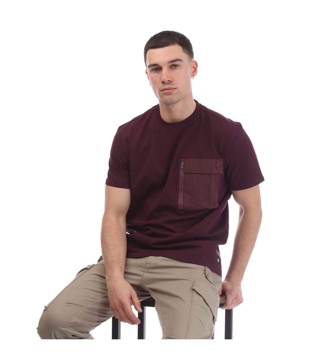 Mens Takaji Parachute Pocket T-shirt Bordeaux Weekend Offender-1