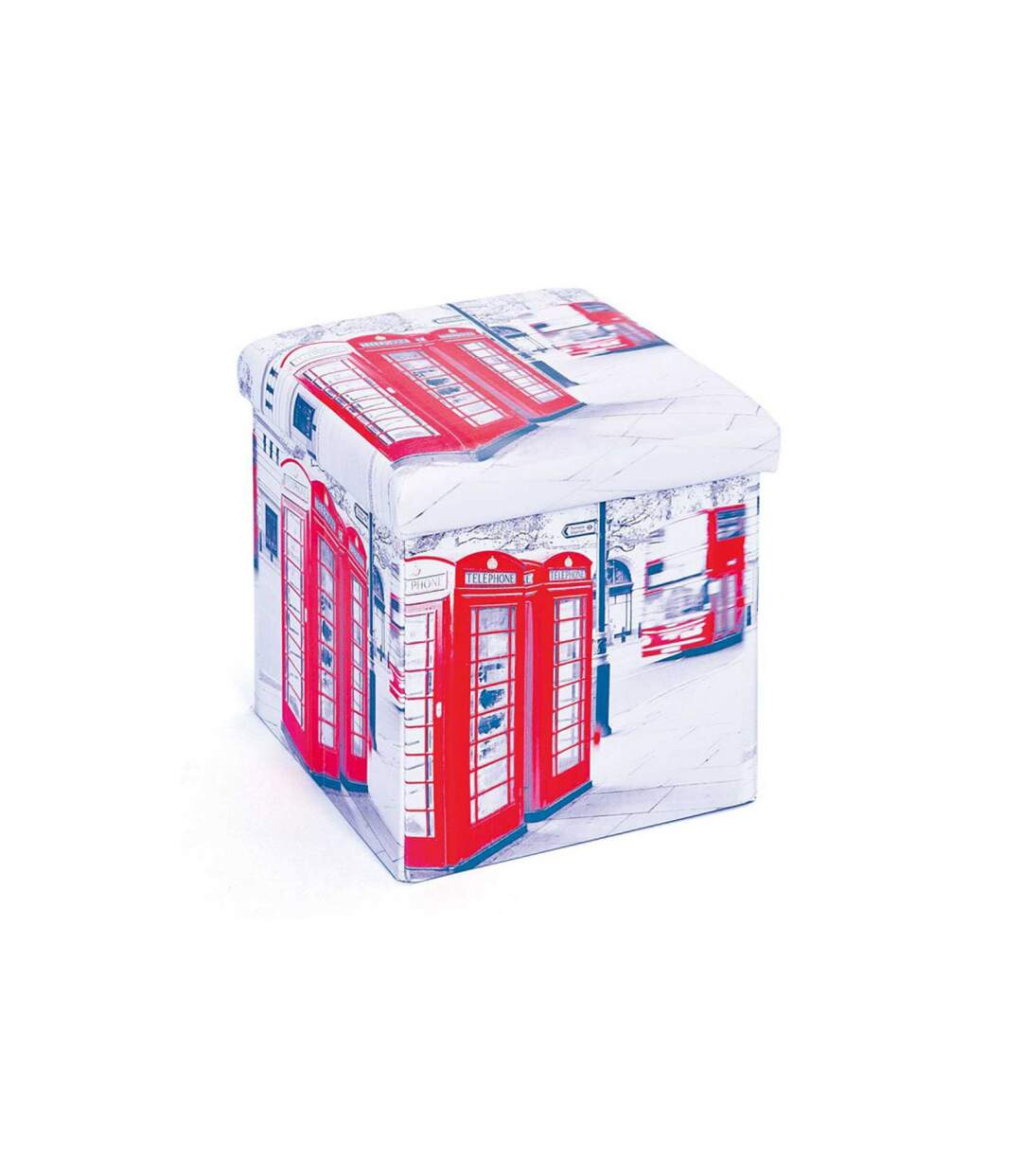 Boîte de Rangement Pliable London 38cm Blanc & Rouge-1