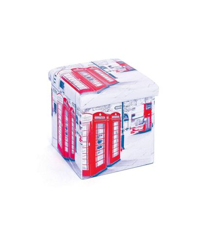 Boîte de Rangement Pliable London 38cm Blanc & Rouge