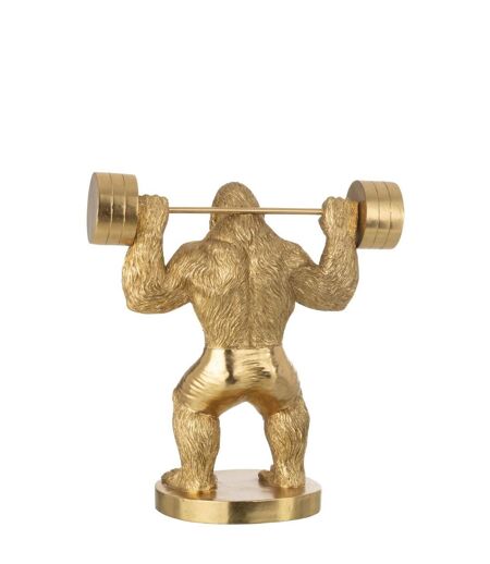 Statue Gorille en Résine Haltérophilie 62cm Doré
