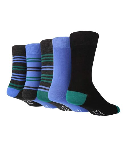 5 Pack Mens Colourful Striped Patterned Bamboo Dress Socks