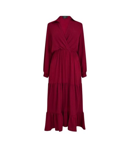 Robe Portefeuille Manches Longues Femme Bordeaux AX Paris