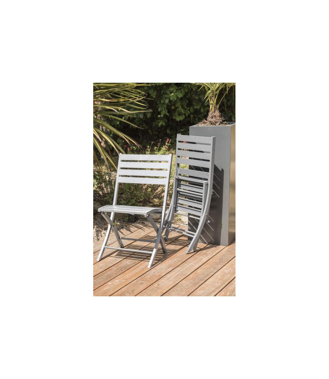 Chaise de Jardin Pliante Marius 82cm Gris-4