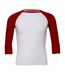 Unisex adult 3/4 sleeve baseball t-shirt white/red Canvas