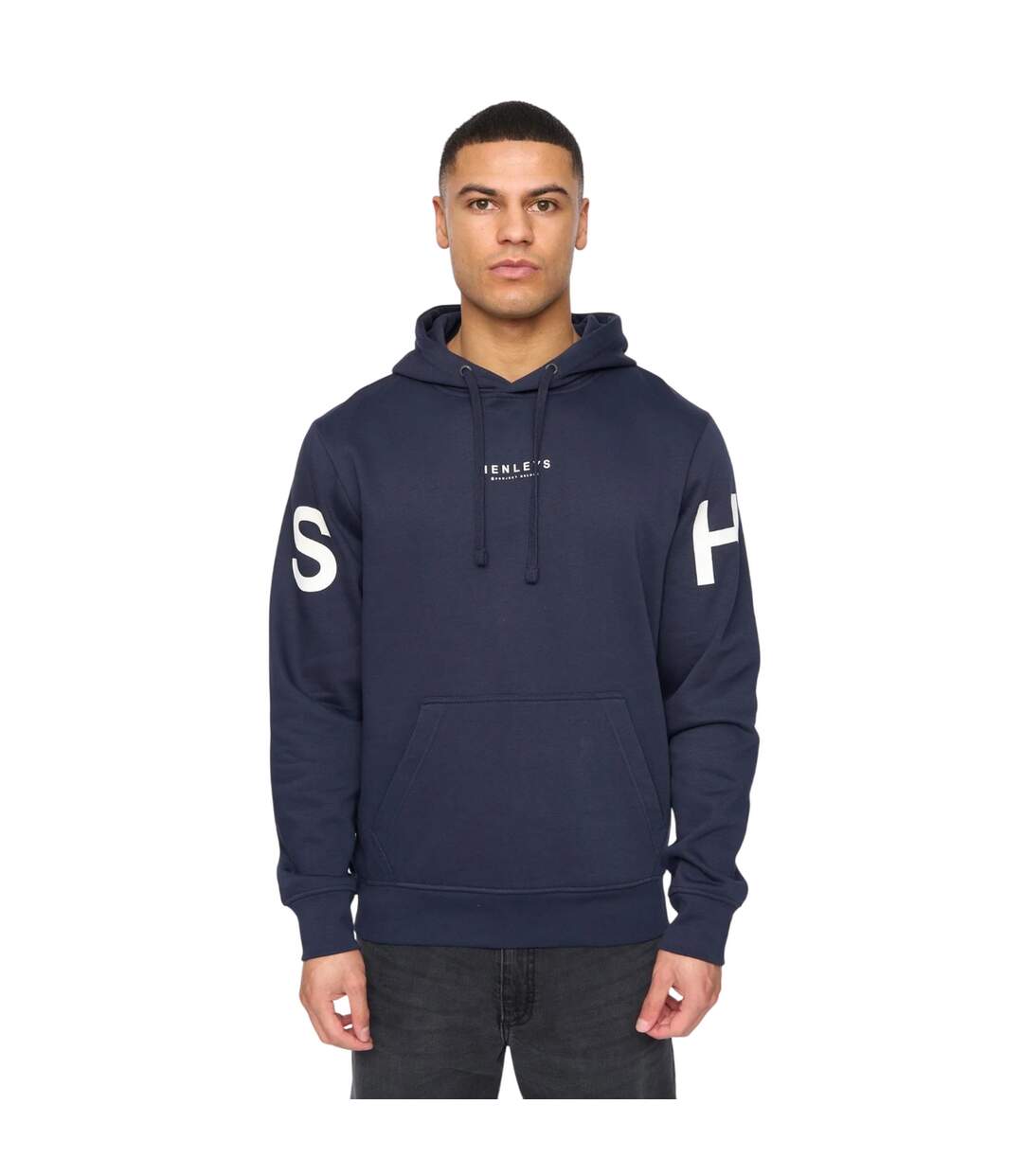Sweat à capuche hensleeve homme bleu marine Henleys-1