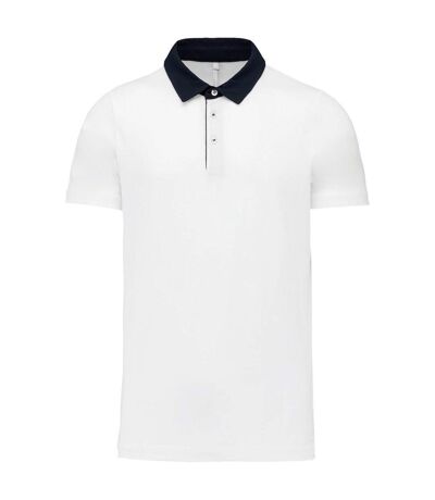 Polo bicolore pour homme - K260 - blanc et marine