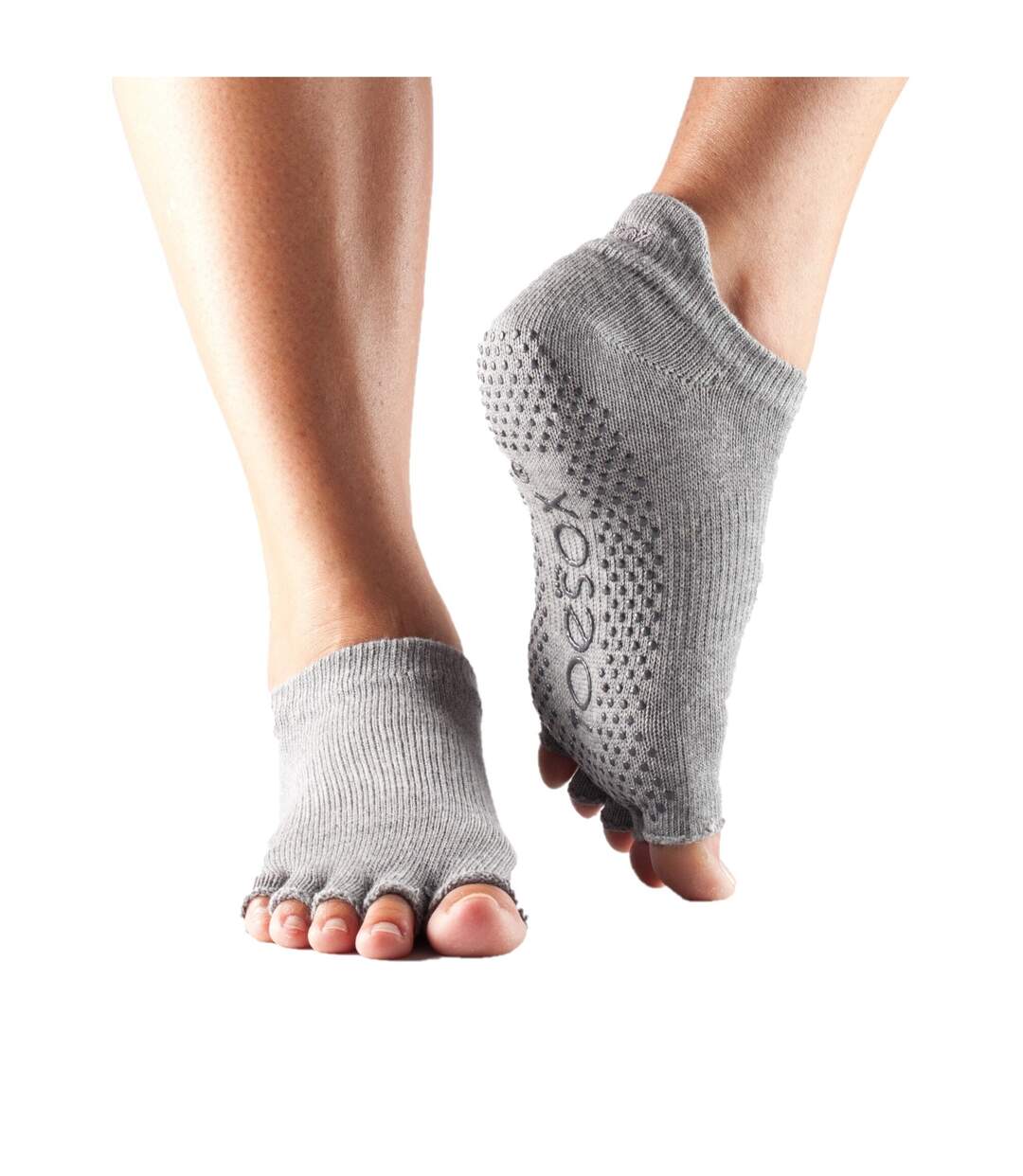 Chaussettes à demi-orteils femme gris chiné Toesox-1