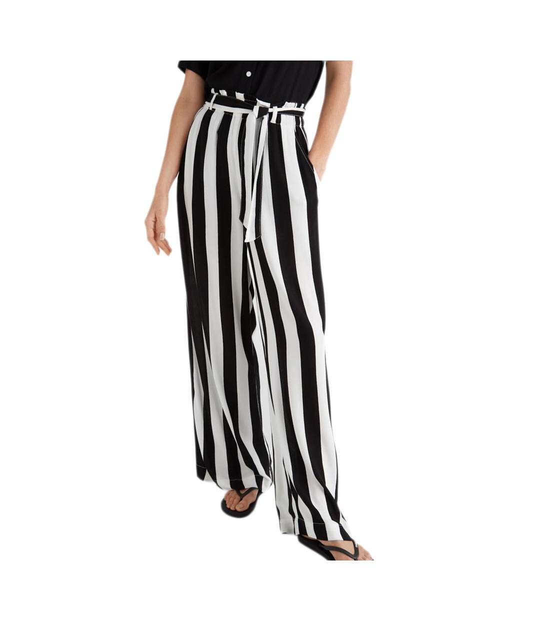 Pantalon fluide Rayures Noir/Blanc Femme O'Neill  Belted Beach - S-1