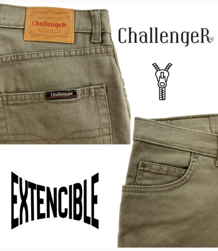 CHALLENGER M759 — Jean 5 poches extensible kaki terre : le confort stretch au style naturel
