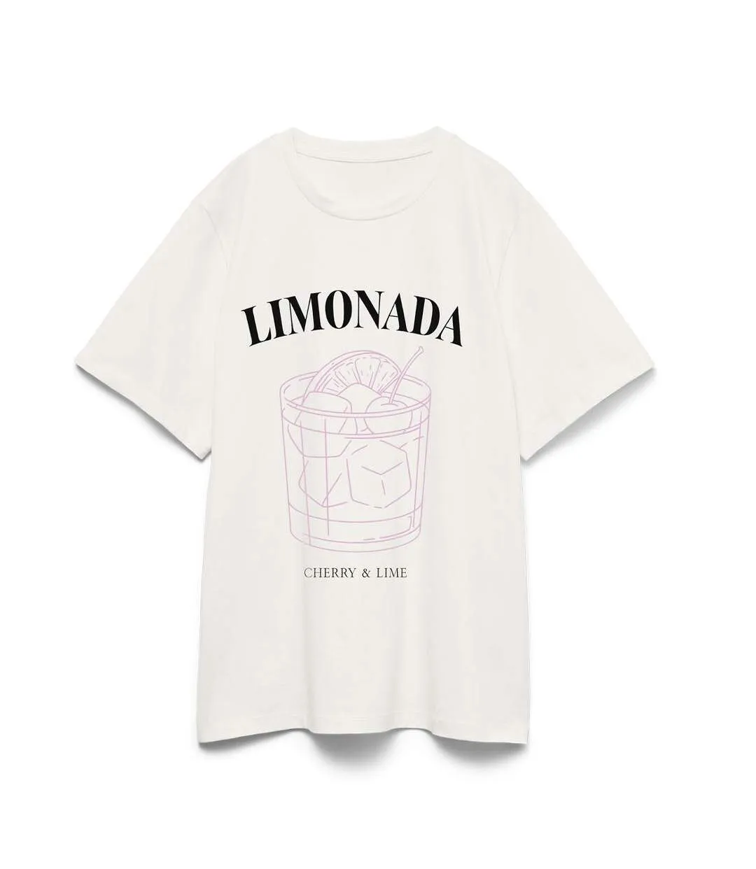 T-Shirt blanc/rose femme vero moda fomille-1