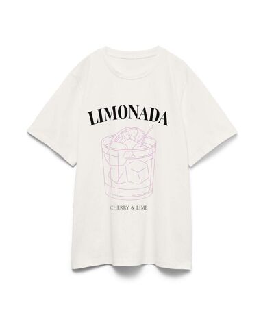 T-Shirt blanc/rose femme vero moda fomille