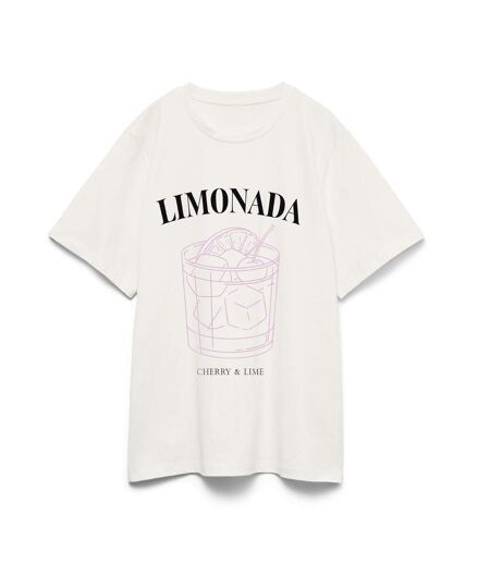 T-Shirt blanc/rose femme vero moda fomille