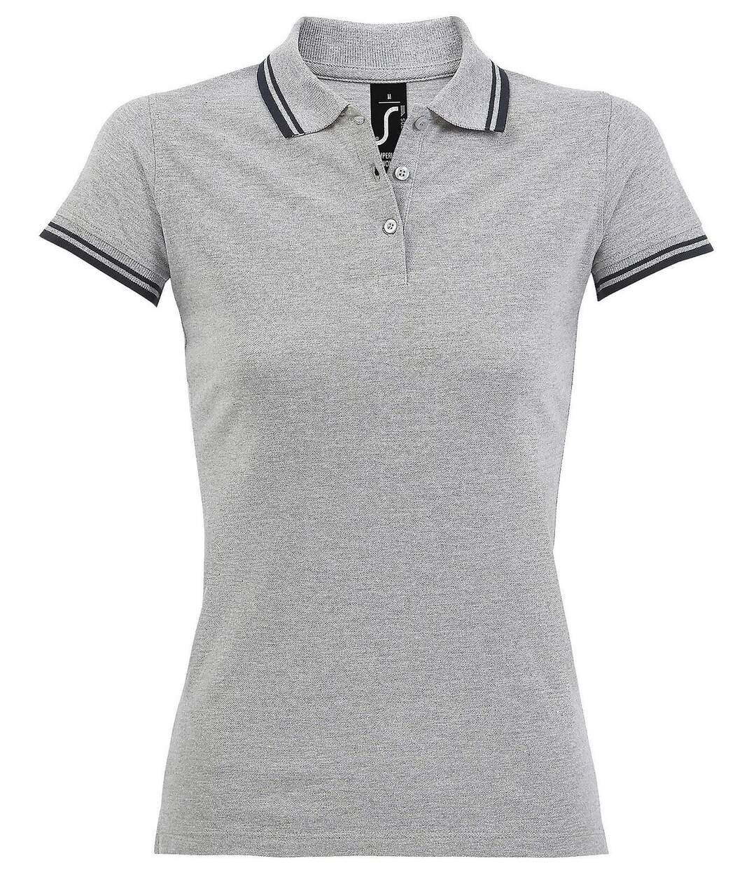 Polo femme - 00578 - gris et bleu marine-2