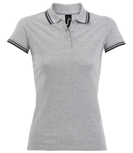 Polo femme - 00578 - gris et bleu marine