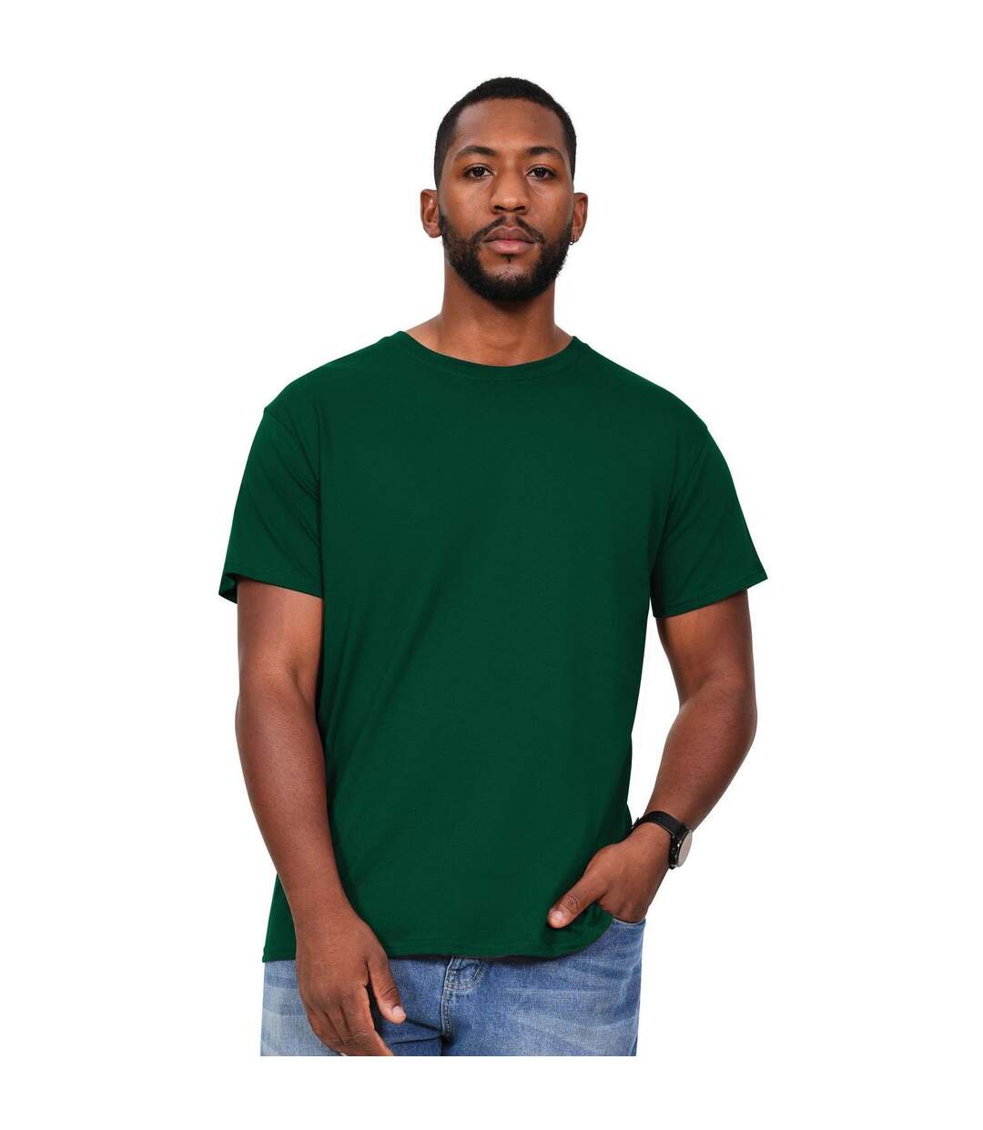 S Mens Premium Ringspun Tee Forest Green Casual Classic-1